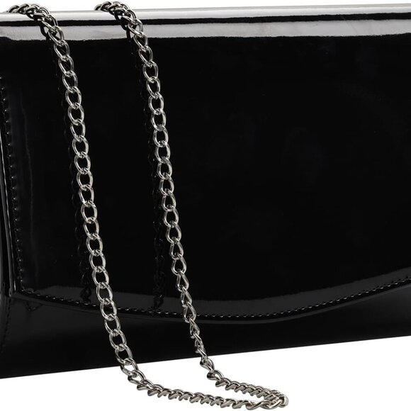 Women Patent Leather Wallets Fashion Clutch Purses, Evening Bag Handbag Solid Co - Picture 1 of 7